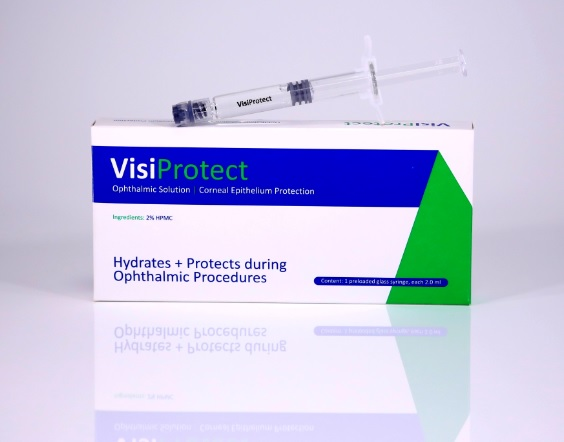 VisiProtect ophthalmic surgical lubricant pack formulated with HPMC to hydrate and protect the cornea during ophthalmic surgery